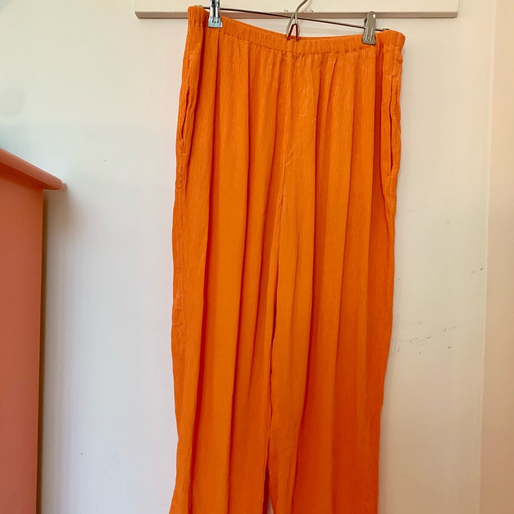Everlane Bright Orange Wide Leg Pants